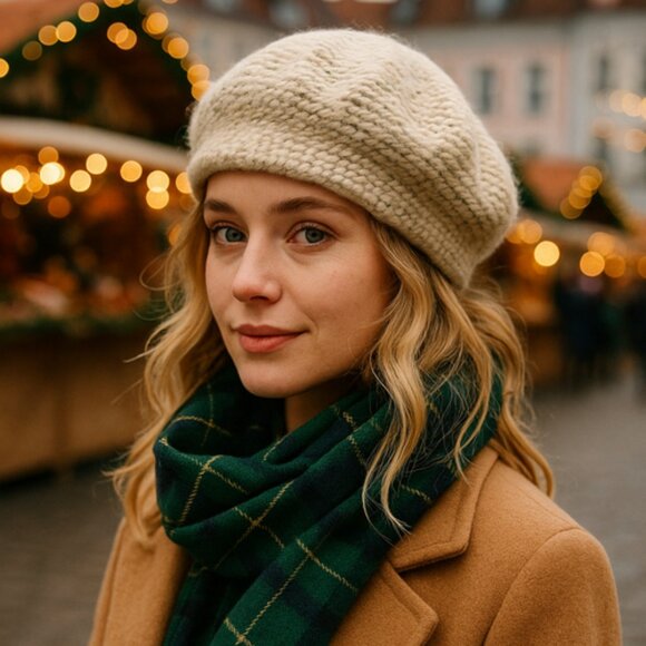 Vintage Handmade Wool Hat (Beige Tweed) - Picture 1 of 7